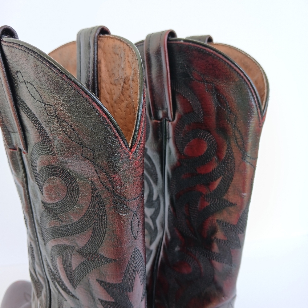Dan Post Western Leather Cowboy Boots Cherry - Picture 3 of 9